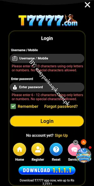 T7777 Game Login