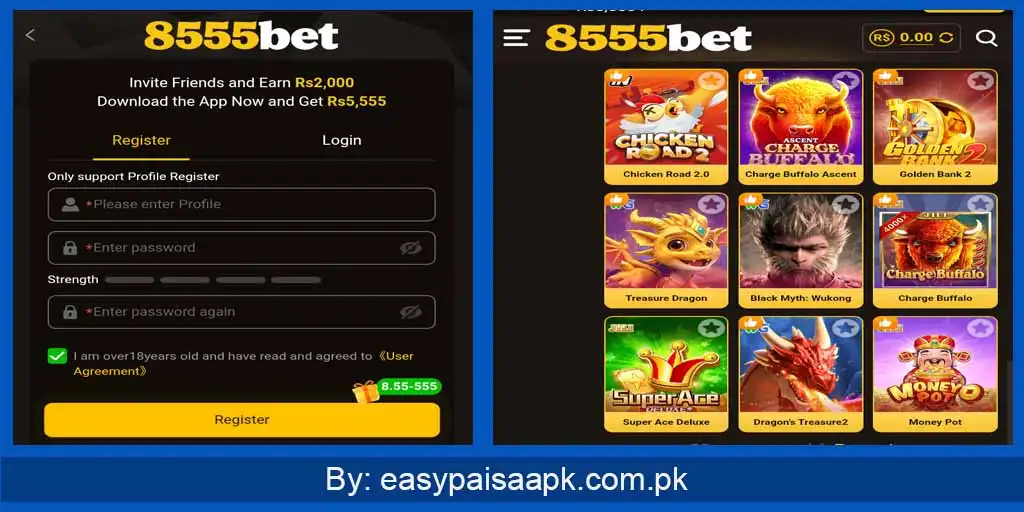 8555Bet Game categories and register